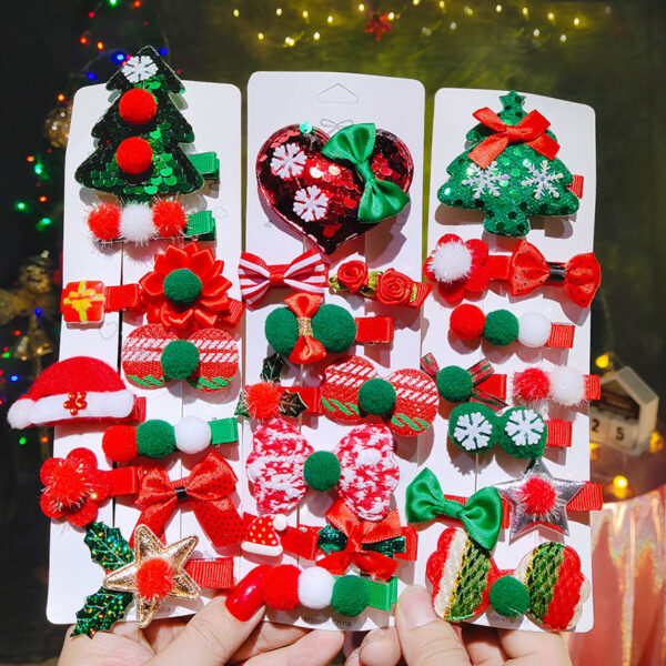 O1CN01UuGI351f6M0reiXmw_2213322863957-0-cib Wholesale Children's Christmas Fabric Hair Clips