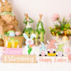 Wholesale of Easter Bunny Floral Wooden Decorations