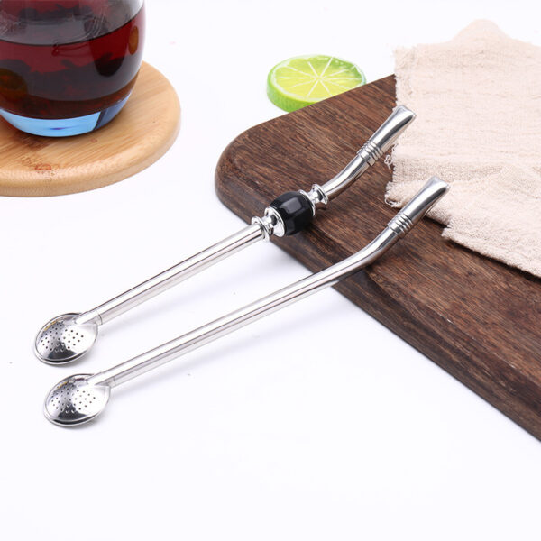 Wholesale Creative Filter 304 Stainless Steel Straw Stirring Coffee Dessert Madeira Tea Filter Spoon