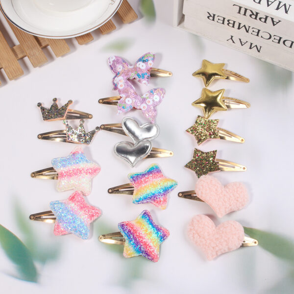 Wholesale Cute Sequin Stars Butterfly Heart Bangs Hair Clips