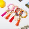 Wholesale Silicone Bead Wood Chip Bracelet Keychain