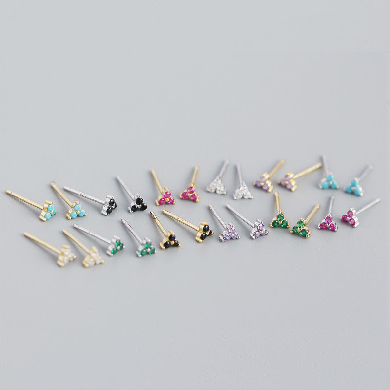 Wholesale Personalized Light Luxury Versatile Stacking Geometric Clover Diamond S925 Sterling Sier Earrings