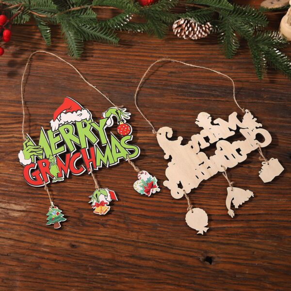 Wholesale Christmas Supplies Greenwich Christmas Merry Signboard Wooden Pendant Decoration