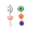 Wholesale Asymmetric Long Candy Colored Drop Shaped Resin Diamond Earrings