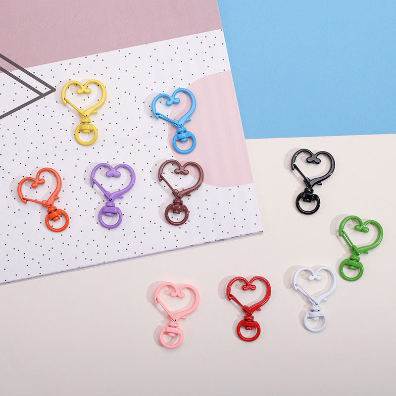 Wholesale Heart Shape Paint Color DIY Material Keychain Metal Aessories