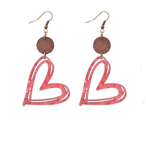 Wholesale Valentine's Day Fashion Hollow Heart Wood Slice Women's Earrings