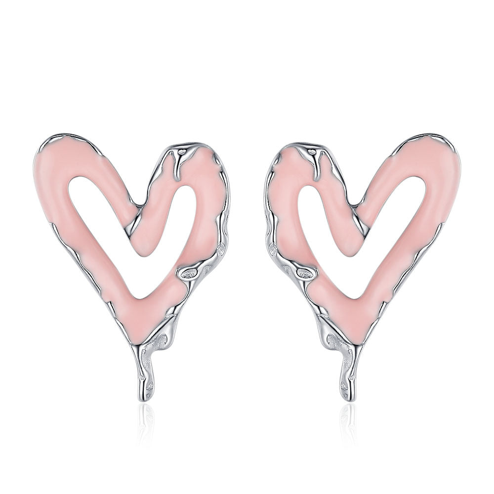 Wholesale Sweet Cool Heart Sier Earrings