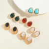 Wholesale Water Droplet Type Turquoise ABS Pearl Earrings