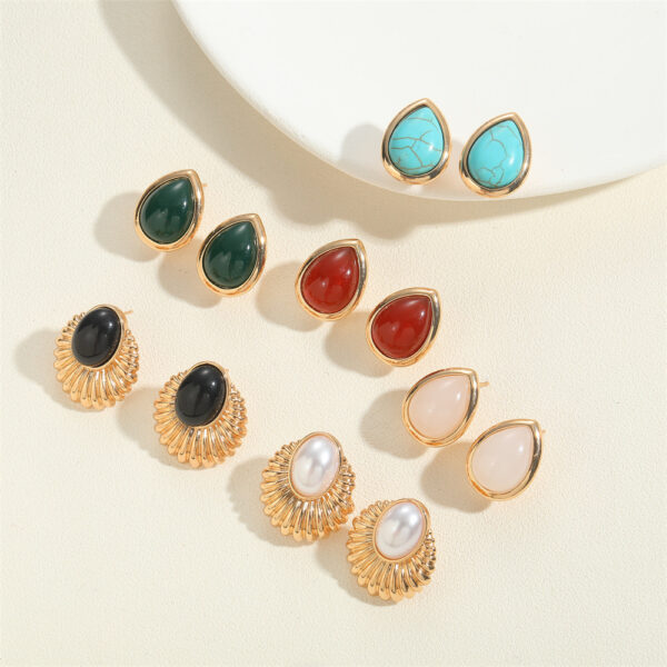 Wholesale Water Droplet Type Turquoise ABS Pearl Earrings