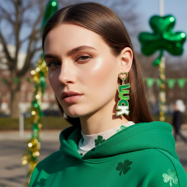 Wholesale Alloy Rhinestone LUCK  Mardi Gras Earrings