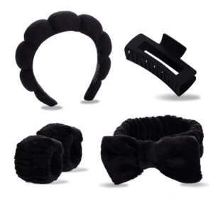 Black hairband, hairpin, hair tie, wrist 5-piece set (stitched interface)