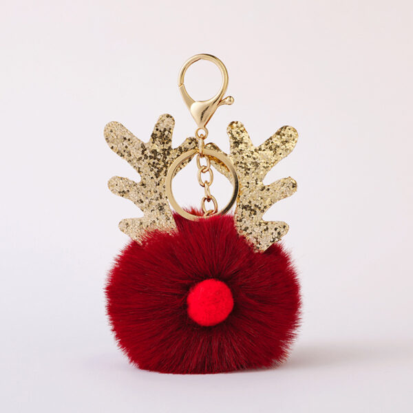 O1CN01V1CiNq274LqJL6wTz_2216025637743-0-cib Wholesale Christmas Antler Plush Ball Keychain