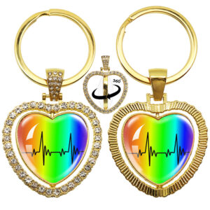 O1CN01V1Muit1tijuIqBkOE__2212752275936-0-cib Wholesale LGBT Rainbow Rhinestone Heart Shaped 360 Degree Rotating Double Sided Metal Keychain