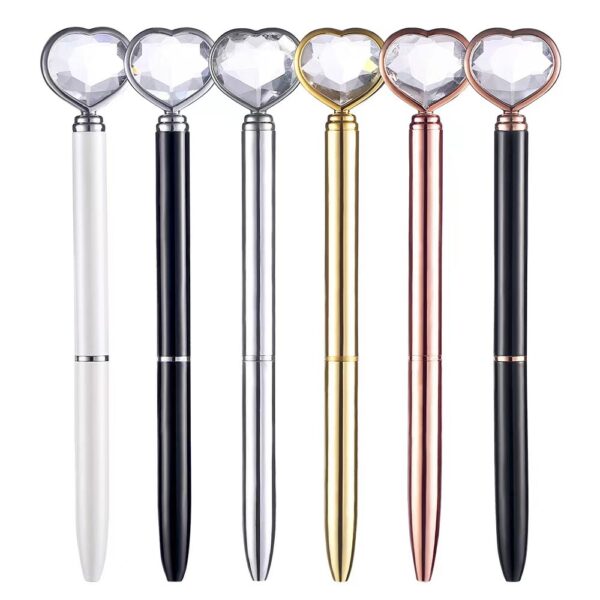 Wholesale New Love Diamond Pen Heart Shaped Large Diamond Pen Large Diamond Pen Metal Ballpoint Pen