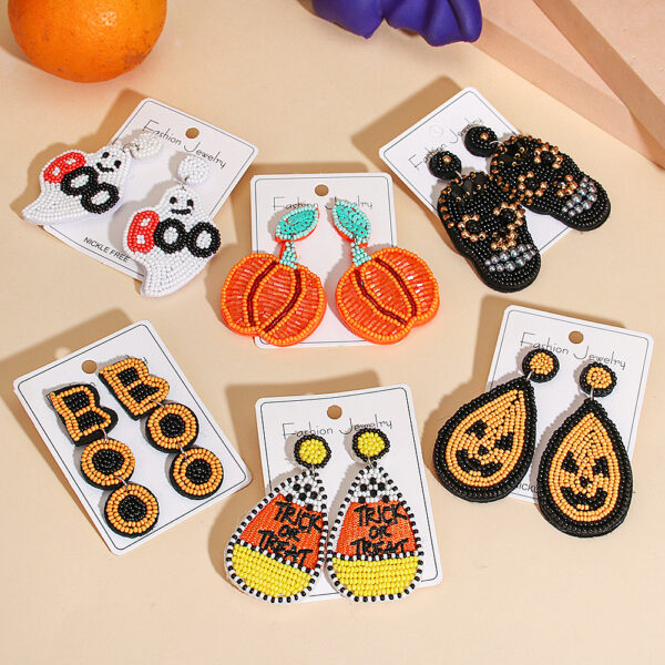 O1CN01V36SIi1TQG0u8mkSl_2207499512376-0-cib Wholesale Halloween Exaggerated Rice Bead Sewing Earrings