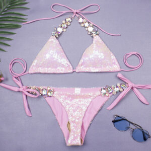 Wholesale Sequin Bikini Three-Piece Set Swimwear Polyester