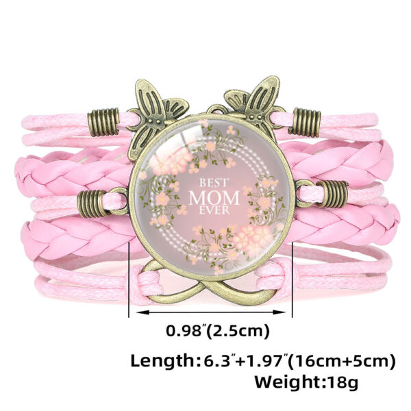 Wholesale Mom Letter Mom Time Gem Multi-layer Woven Leather Bracelet