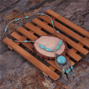 Leaves-turquoise necklace