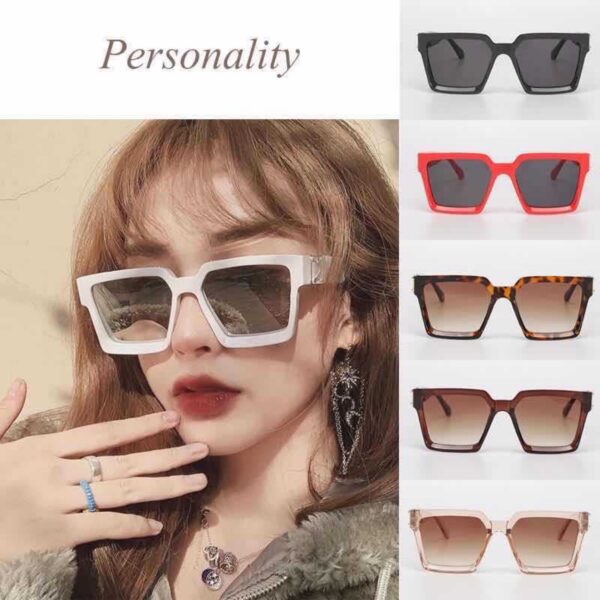 Wholesale Large Frame Retro Square Wide Edged PC Sunglasses
