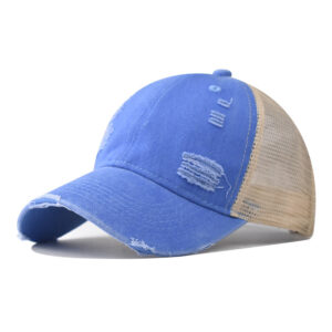 hole washed net cap lake blue / Adjustable
