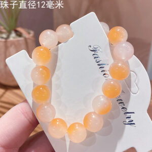 Orange 12mm two-color gradient ice through glass bracelet