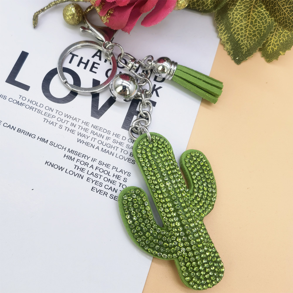 Wholesale rhinestone cactus keychain pendant DIY Keychains