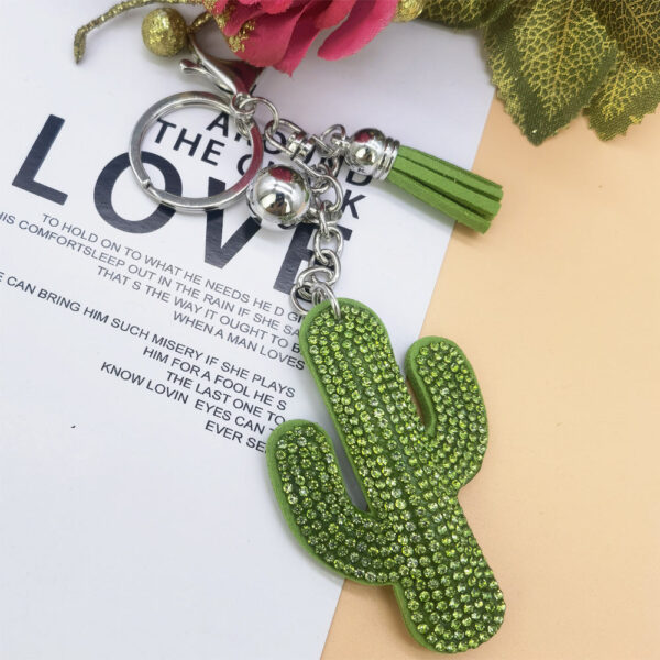 O1CN01V7E9l81a87TjB4GMa__2214423013284-0-cib Wholesale Hot Diamond Cactus Tassel Inlaid Diamond Zinc Alloy Keychain