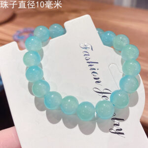 Blue 10mm two-color gradient ice through glass bracelet