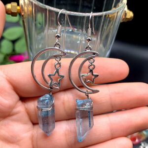 Light Blue Star Moon Earrings