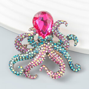 Wholesale Alloy studded diamond playful octopus brooch