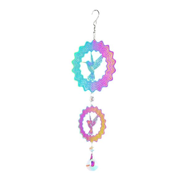 Wholesale 3D Colored Hummingbird Stainless Steel Rotating Wind Chimes