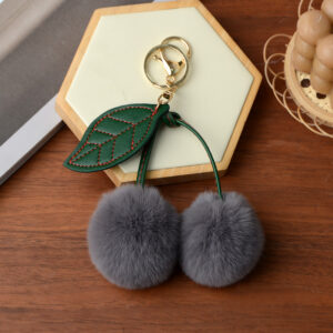 Dark Grey Rex Rabbit Hair Cherry