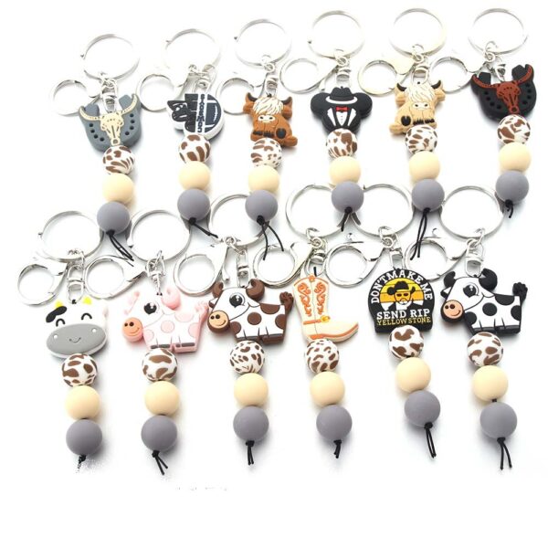 Wholesale Cow Tooth Hat Letter Silicone Bead Keychain
