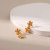 Wholesale S925 Silver Needle Flower Plated 18K Real Gold Earrings
