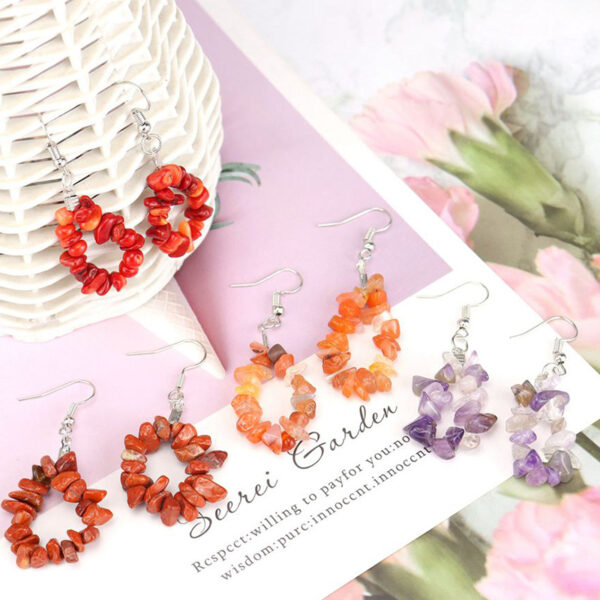 Wholesale TikTokLive Amethyst Simple Multicolor Natural Gravel Beaded Earrings