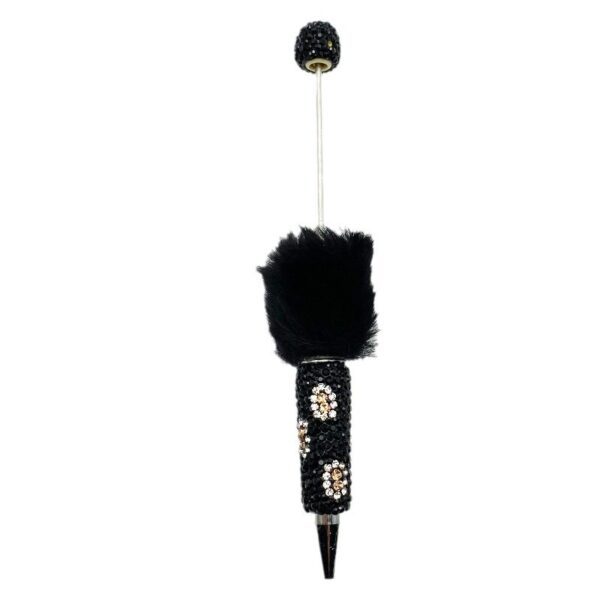 Wholesale Beadable Pen Plastic Creative Plush Ball Leopard Print Full Diamond DIY