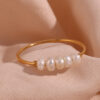 Wholesale Fine Freshwater Pearl Stainless Steel Gold Plated Ring
