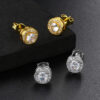 Wholesale Round Full Diamond Hip Hop Zircon Earrings