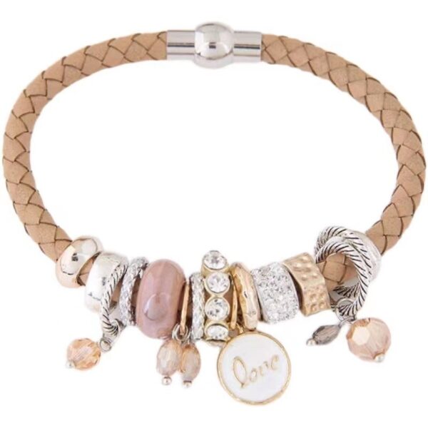 Wholesale Simple Multi-Element Leather Alloy Bracelet