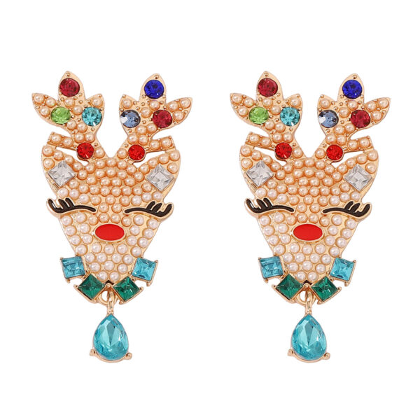 Wholesale Colored Gemstone Elk Zinc Alloy Earrings