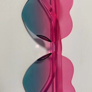 Pink on top and lake blue on bottom