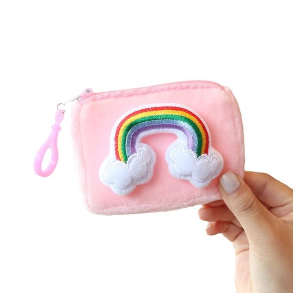 Wholesale Square Candy Colored Rainbow Plush Card Bag Keychain