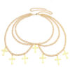 Wholesale Hollow Cross Pendant Wave Waist Chain Multi-layer Body Chain