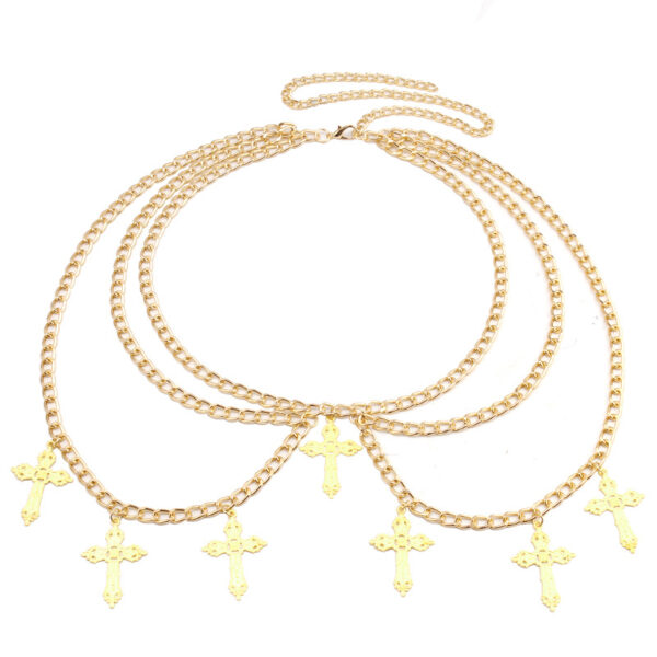Wholesale Hollow Cross Pendant Wave Waist Chain Multi-layer Body Chain