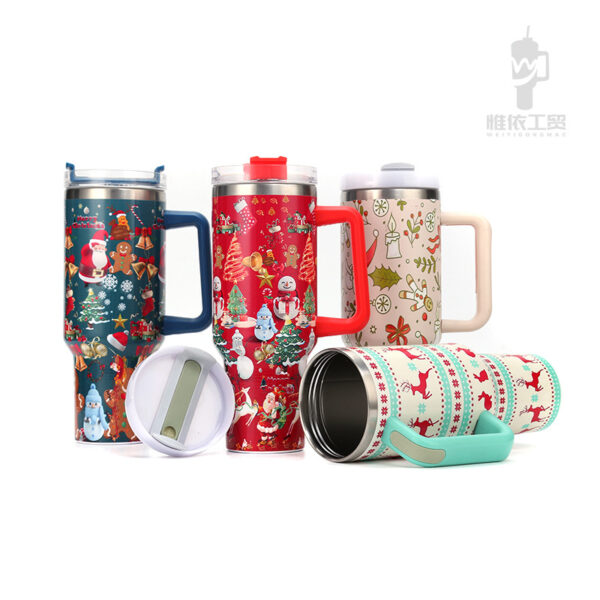 Wholesale Tumbler 40oz Stainless Steel Christmas Car Portable Straw Thermos Cup Ice Bullies Cup