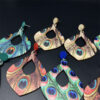 Wholesale Peacock Feather Wood Earrings