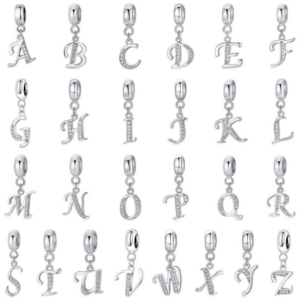Wholesale 2CM×1CM Sterling Silver Alphabet Accessories Beads