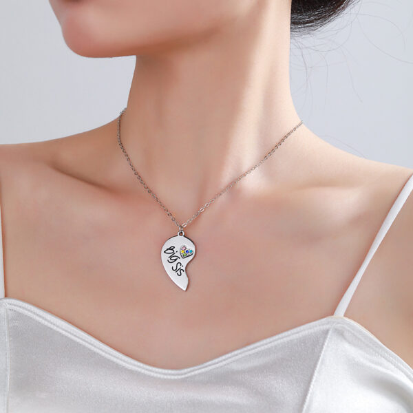 Wholesale Stainless Steel Lettering Heart Necklaces 2-Pack