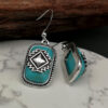 Wholesale Ethnic Shield Turquoise Metal Earrings