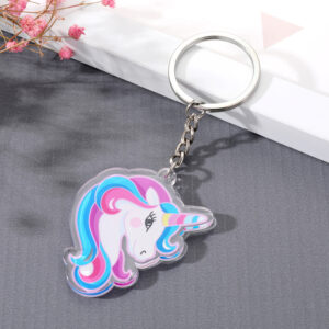 Blue Pink Hair Pony Keychain